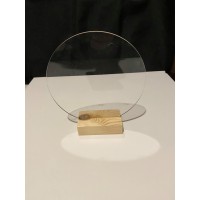 Circular Social Media Sign with Wooden Stand