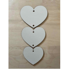 Set of 3 Large Hanging Hearts (Budget)