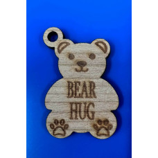 Wood Veneer Engraved Bear Hug Keyring