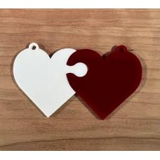Pair of Acrylic Jigsaw Heart Keyrings