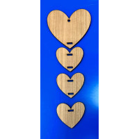Wood Veneer Hearts with Hanging Hole/Slots for Ribbon