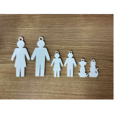[Pack of 5] Acrylic Family Shaped Keyrings