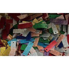 Limited Offer - 50 Mixed Colour Glitter Small Rectangle Number Plate Keyrings