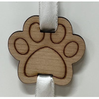 Wood Veneer Engraved Paw with Slot for "Our Family" Sign